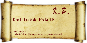 Kadlicsek Patrik névjegykártya